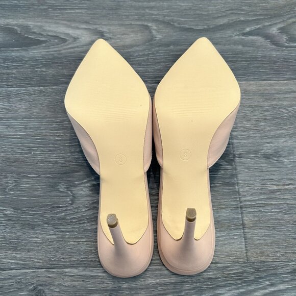 NEW Lulus SZ 8 Frae Naked Hazelnut Pointed Toe Mules Stiletto Heels Blush Pink - Picture 10 of 11